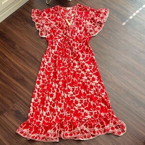Max Studio Red Floral Ruffle Dress